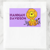 ライオンブックプレート名パープルidラベルシール 長方形シール (バッグ)