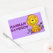 ライオンブックプレート名パープルidラベルシール 長方形シール (封筒)