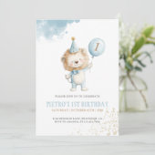 ライオンブルーバルーンボーイズ1st誕生日パーティー 招待状 (スタンド正面)