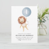 ライオンブルーバルーンボーイズ1st誕生日パーティー 招待状 (スタンド正面)