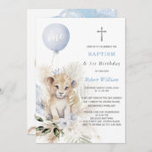 ライオンプリンスファースト誕生日とバプテスマ 招待状 (正面/裏面)