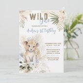 ライオンプリンス1歳の誕生日テンプレート 招待状 (スタンド正面)