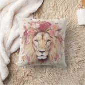 ライオンプリントと花 クッション (ブランケット)