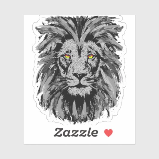 ライオンヘッドのシール – グレーライオンシール シール (シート)