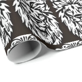 ライオンヘッドの白黒エッチング ラッピングペーパー (ロールコーナー)