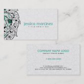 ライオンヘッドシュガースカルとホワイトダマスク 名刺 (正面/裏面)