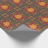 ライオンヘッドスカーフ：金色のモチーフ。 ラッピングペーパー (角)