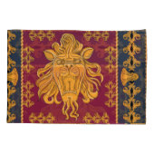 ライオンヘッドスカーフ：金色のモチーフ。 枕カバー (裏面)