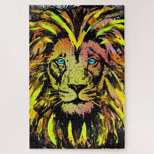 ライオンヘッドパズル |イエローライオンジグソーパズル ジグソーパズル (縦)