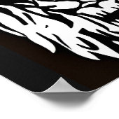 ライオンヘッド黒白エッチング領域 ポスター (角)