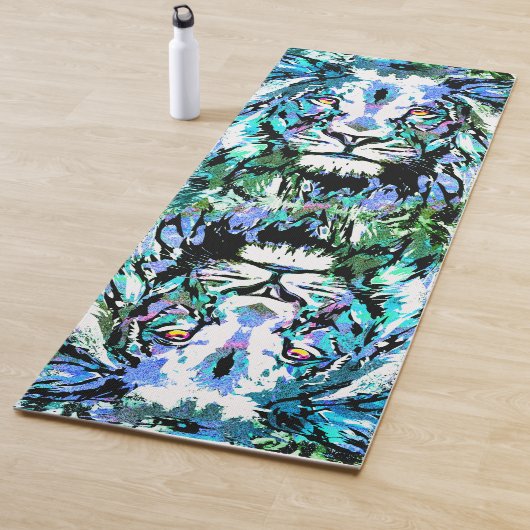 ライオンヘッド – ライオンポートレートスケッチ – 野生生物 ヨガマット (インサイチュ)