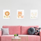 ライオンベア&エレファント子供部屋ウォールアートセット (リビング)