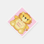 ライオンベビーシャワーピンク スタンダードカクテルナプキン (角)