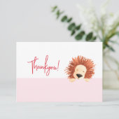 ライオンベビーピンク1歳の誕生日 サンキューカード (スタンド正面)