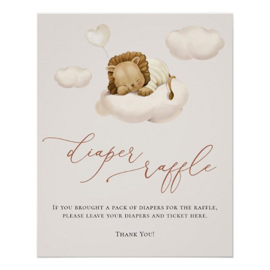 ライオンベビー雲気球おむつラッフル ポスター (正面)