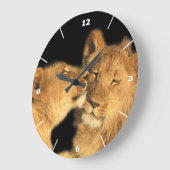 ライオンペアの壁時計（ホワイトダイヤル付） ラージ壁時計 (傾斜)