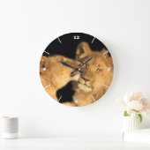 ライオンペアの壁時計（ホワイトダイヤル付） ラージ壁時計 (ホーム)