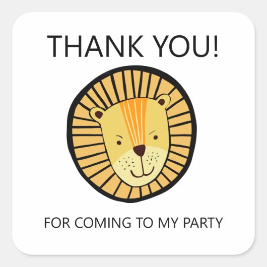 ライオンボーイズ誕生日パーティー スクエアシール (正面)