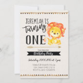 ライオンボーイファースト誕生日パーティーへの招待 招待状 (正面)