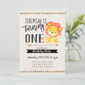 ライオンボーイファースト誕生日パーティーへの招待 招待状 (スタンド正面)