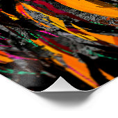 ライオンポスター光沢 – オレンジダークライオンイラストレーション ポスター (コーナー)