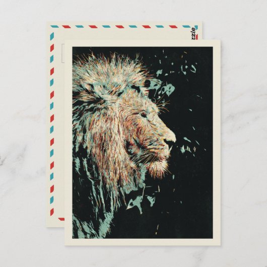 ライオンポートレートのプロファイルエレガントイラストレーション ポストカード (正面/裏面)