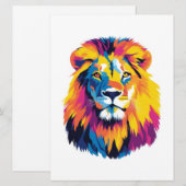 ライオンポートレートイラストレーションウォーター絵を描カラー シーズンカード (正面/裏面)