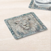 ライオンポートレートモザイクアート スクエアペーパーコースター (アングル)