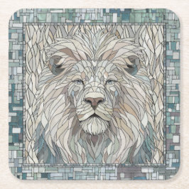 ライオンポートレートモザイクアート スクエアペーパーコースター