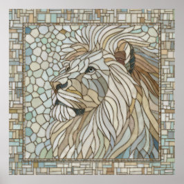 ライオンポートレートモザイクアート ポスター