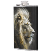 ライオンポートレート動物自然野生動物ダーク絵画ズ フラスク (左)