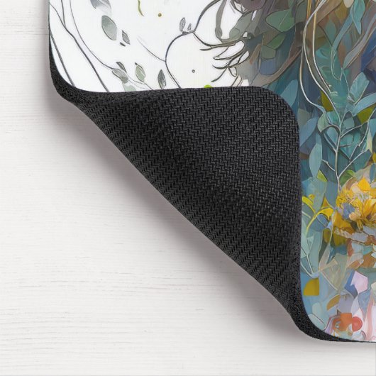 ライオンポートレート絵を描動物野生生物林 マウスパッド (コーナー)