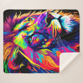 ライオンポートレート絵画ズ シェルパブランケット (正面(横))