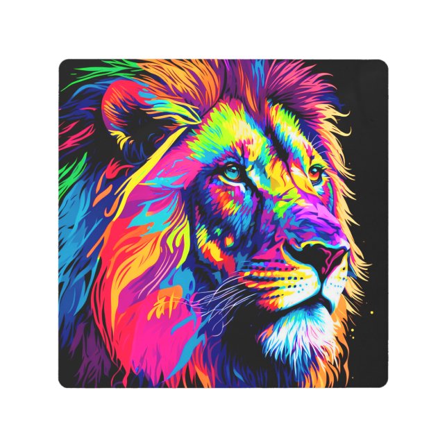 ライオンポートレート絵画ズ メタルプリント (正面)