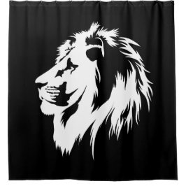 ライオンポートレート（白） シャワーカーテン