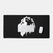 ライオンポートレート（白） デスクマット (キーボード&マウス)