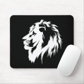 ライオンポートレート（白） マウスパッド (マウス)