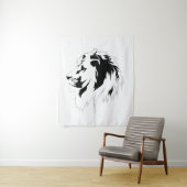 ライオンポートレート（黒） タペストリー (インサイチュ)