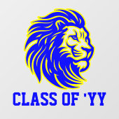 ライオンマスコットブルーとイエローの卒業生ギフト ウィンドウサイン (シート)