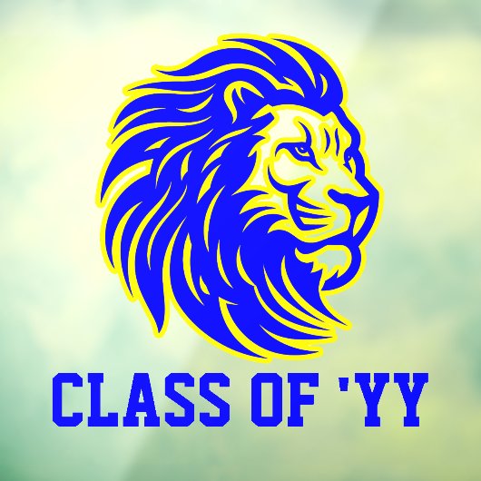 ライオンマスコットブルーとイエローの卒業生ギフト ウィンドウサイン (シート3)