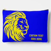 ライオンマスコットブルーと黄色の学生鉛筆ポーチ アクセサリーポーチ (正面)