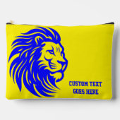 ライオンマスコットブルーと黄色の学生鉛筆ポーチ アクセサリーポーチ (正面)