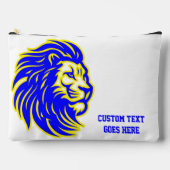 ライオンマスコットブルーと黄色の学生鉛筆ポーチ アクセサリーポーチ (正面)