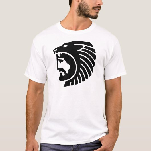 ライオンマンギリシャレリーフ、 浮き彫りデザイン Tシャツ (正面)