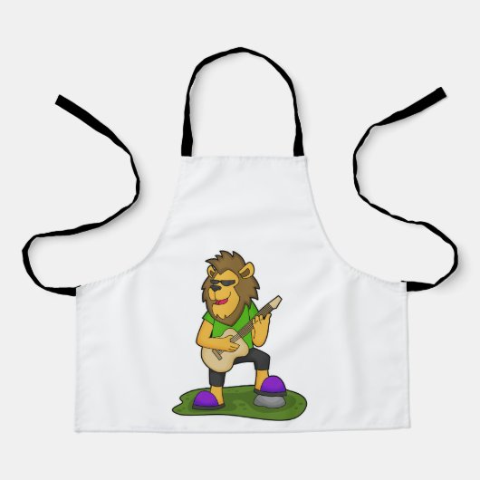 ライオンミュージシャンギター音楽 エプロン (正面)