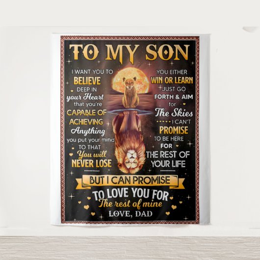 ライオンムーンしたい信じ-パパから息子 タペストリー (正面)