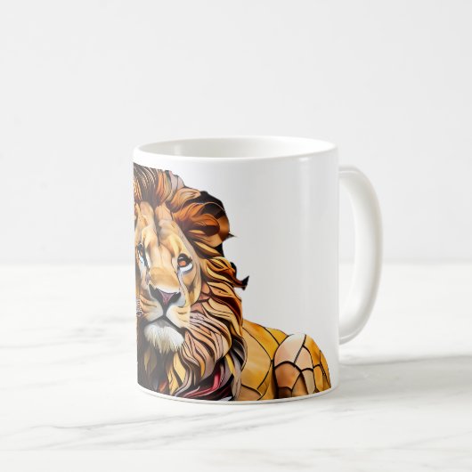 ライオンモザイクステンドグラスマグカップデザイン コーヒーマグカップ (正面右)
