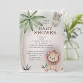 ライオンモンキートロピカルパームツリーサファリベイビーシャワー 招待状 (スタンド正面)