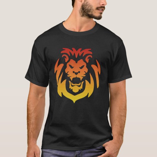 ライオンライ威厳のあるオンヘッド顔 Tシャツ (正面)