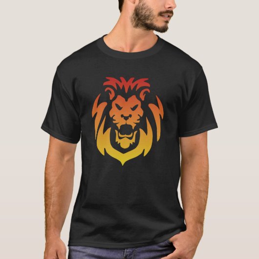 ライオンライ威厳のあるオンヘッド顔 Tシャツ (正面)
